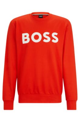 with - Cotton sweatshirt logo rubber-print BOSS