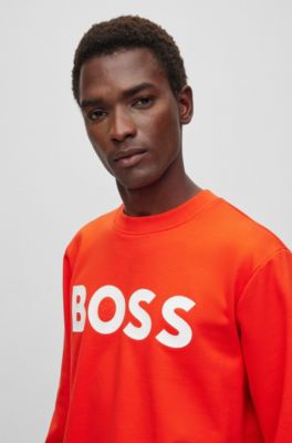 BOSS - Cotton sweatshirt with rubber-print logo