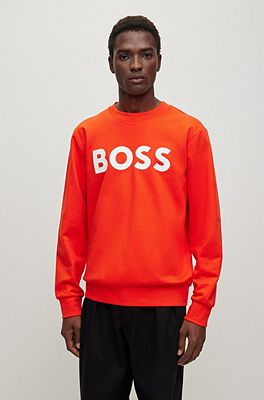 BOSS - Cotton sweatshirt with rubber-print logo