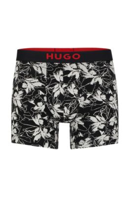 Hugo Boss Two-pack Of Stretch-cotton Boxer Briefs With Logo Waistbands In Patterned