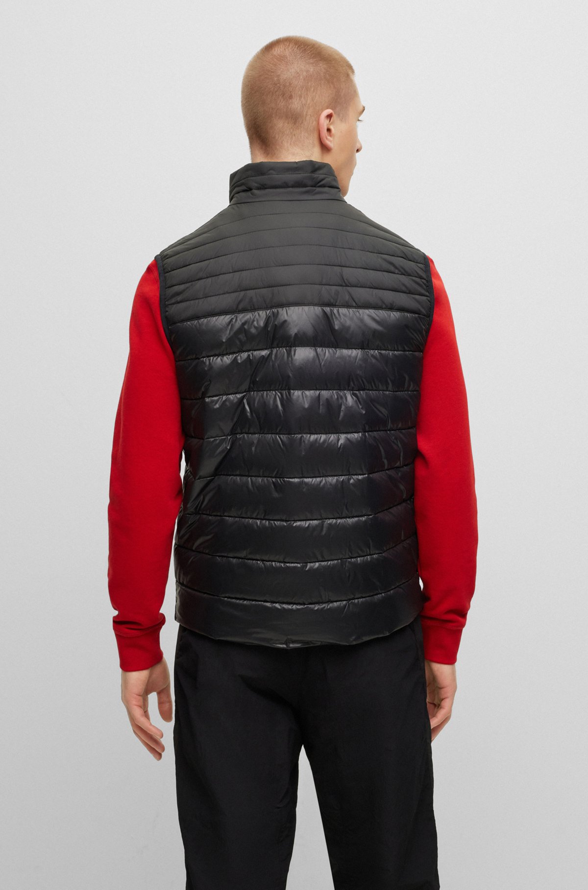 BOSS - Water-repellent gilet in gloss and matte fabrics