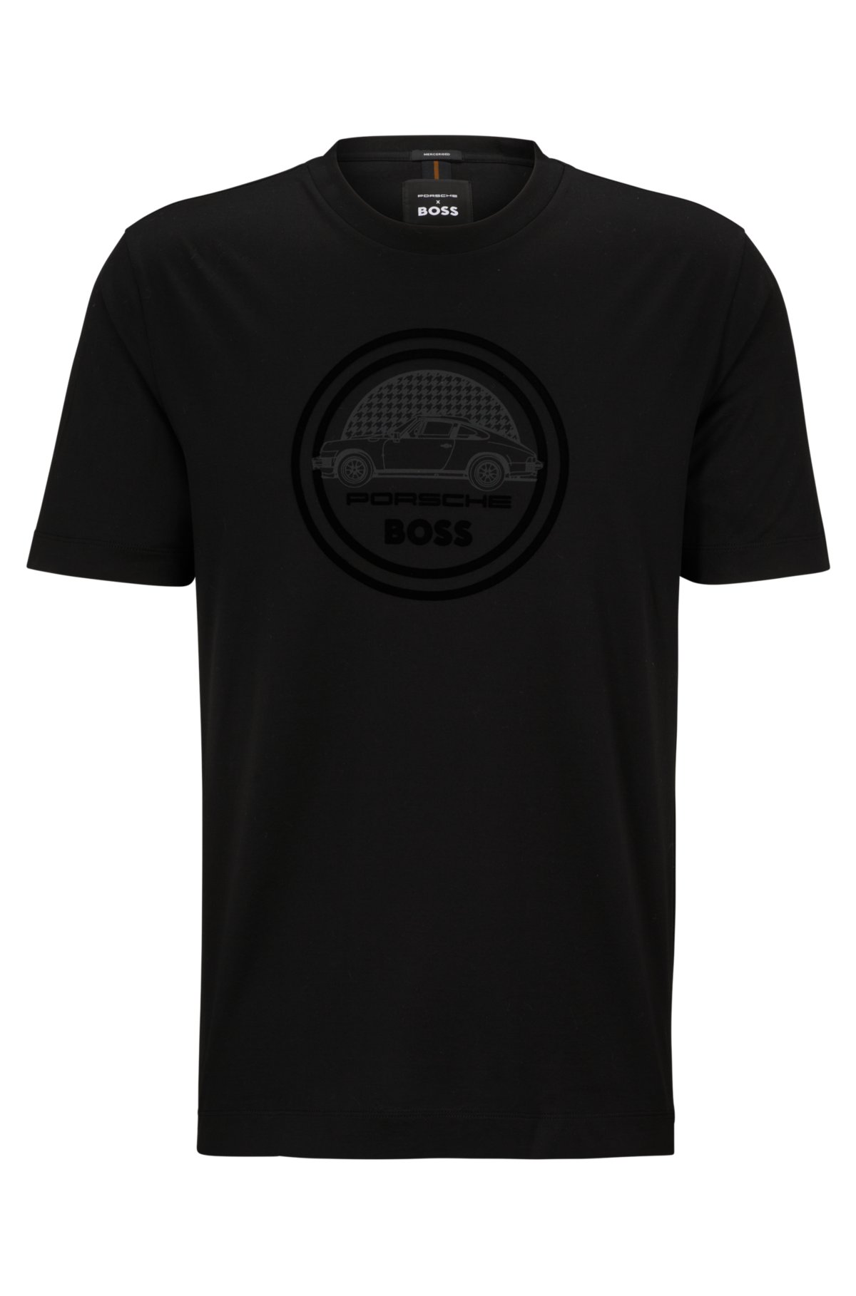 BOSS - Porsche x BOSS mercerized-cotton T-shirt with flocked logo
