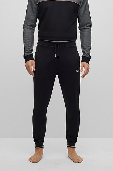 Cotton-blend tracksuit bottoms with embroidered logo, Black
