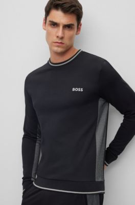 BOSS - Cotton-blend loungewear sweatshirt with embroidered logo