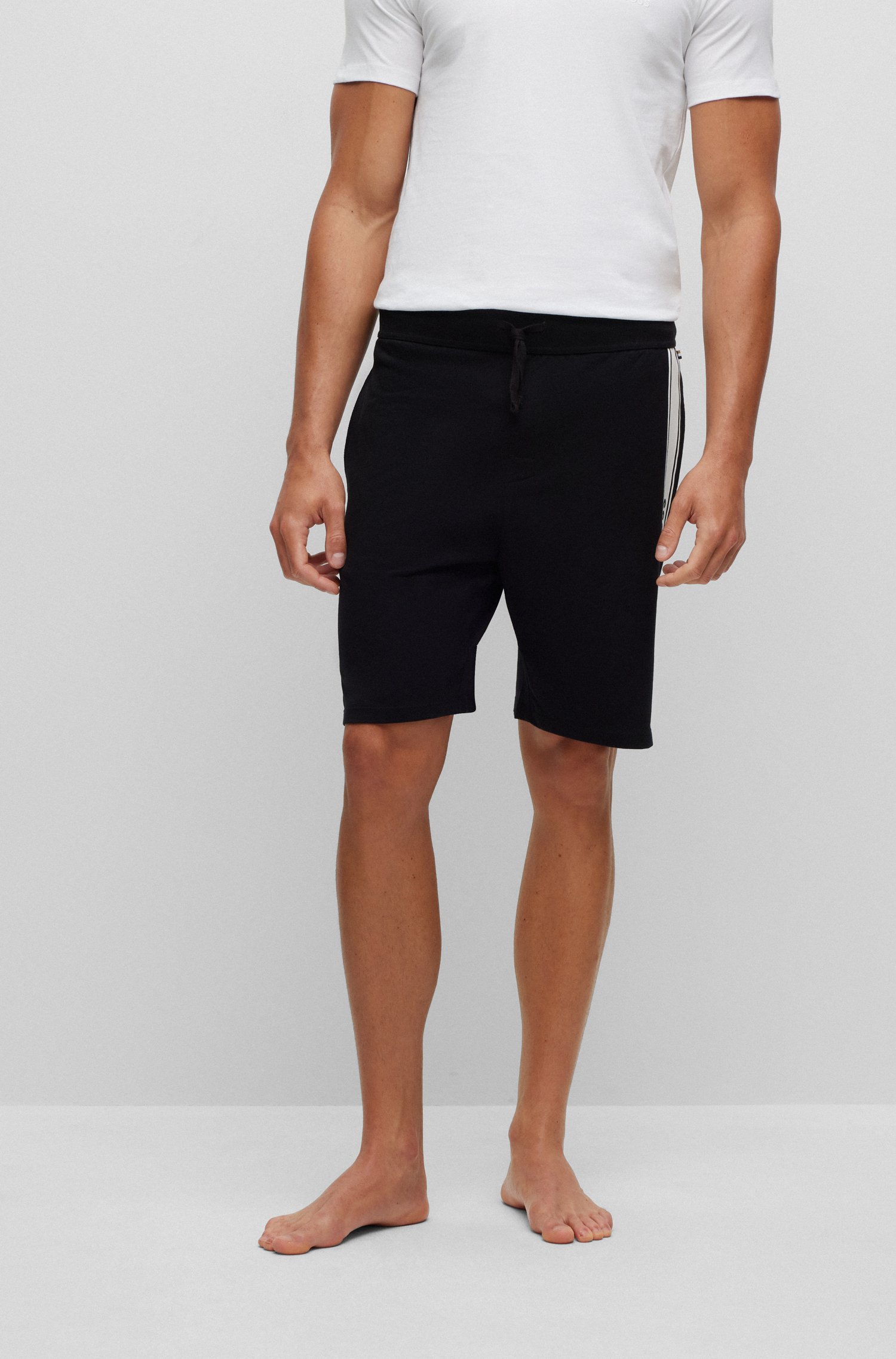 Shorts de algodón con logo y rayas