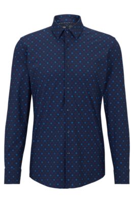 BOSS - Slim-fit shirt in printed performance-stretch fabric