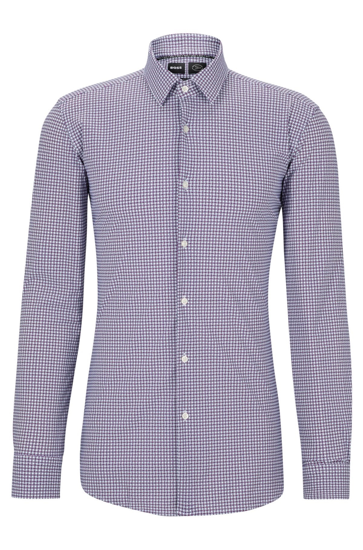 BOSS - Slim-fit shirt in printed performance-stretch fabric