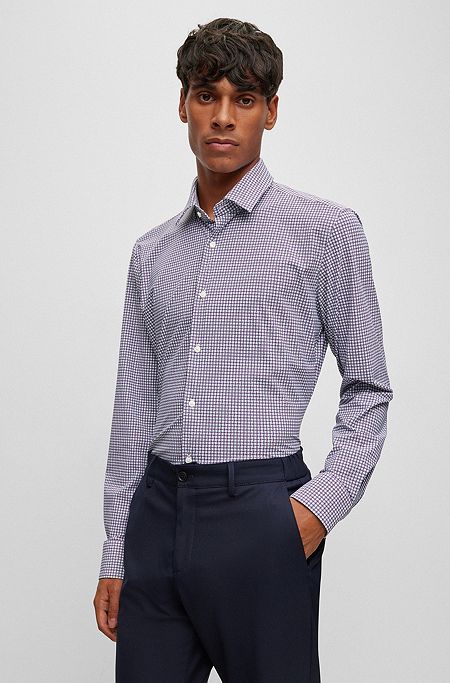 Slim-fit shirt in printed performance-stretch fabric, Pink