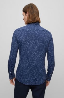 HUGO BOSS SLIM-FIT SHIRT IN PATTERNED PERFORMANCE-STRETCH FABRIC