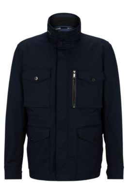 BOSS Water repellent field jacket in stretch cotton twill