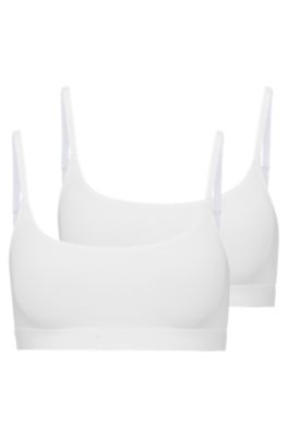 Hugo Two-pack Of Stretch-modal Bralettes With Logo Details In White