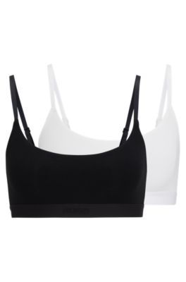Hugo Two-pack Of Stretch-modal Bralettes With Logo Details In White