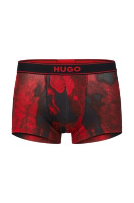 Shop Hugo Stretch-cotton Regular-rise Trunks With Seasonal Print In Light Red