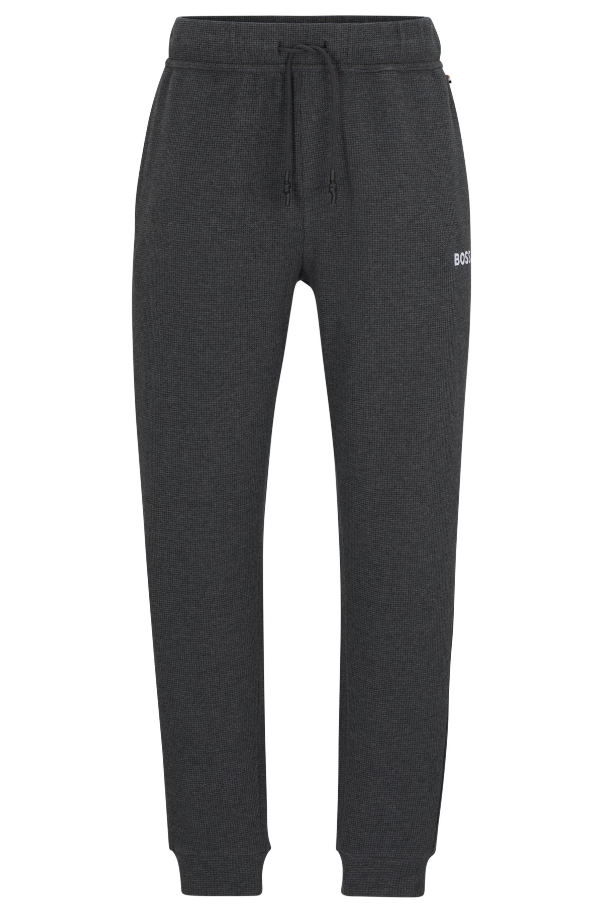 BOSS - Cotton-blend waffle tracksuit bottoms with logo