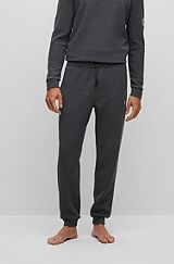 Cotton-blend waffle tracksuit bottoms with logo, Grey