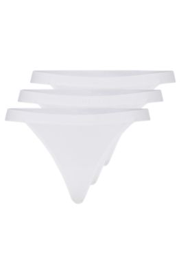 Hugo Boss String Briefs In Stretch Modal With Logo Waistband In White