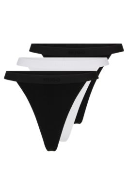 Hugo Boss String Briefs In Stretch Modal With Logo Waistband In White