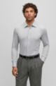 Slim-fit shirt in micro-striped cotton jersey, Silver