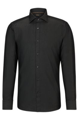 Shop Hugo Boss Slim-fit Shirt In Cotton Denim In Black