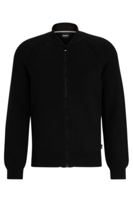 BOSS - Zip-up cardigan in cotton and virgin wool