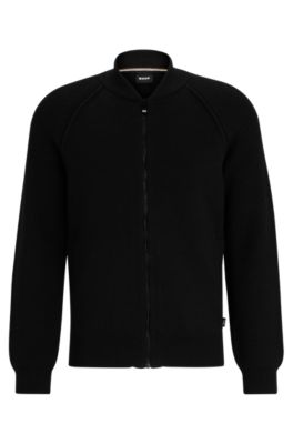 BOSS Zip up cardigan in cotton and virgin wool