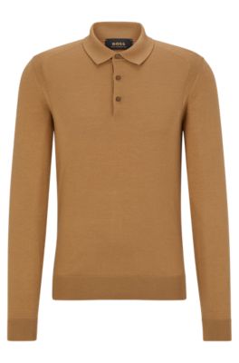 BOSS Polo collar sweater in wool silk and cashmere