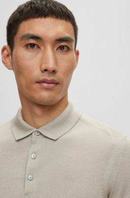BOSS Polocollar sweater in wool, silk and cashmere
