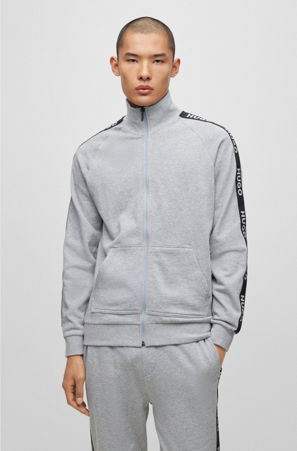 HUGO - in with logo cotton Relaxed-fit tape jacket