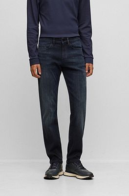 BOSS - Slim-fit jeans in blue knitted denim
