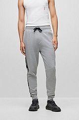 Cuffed tracksuit bottoms in with logo tape, Grey