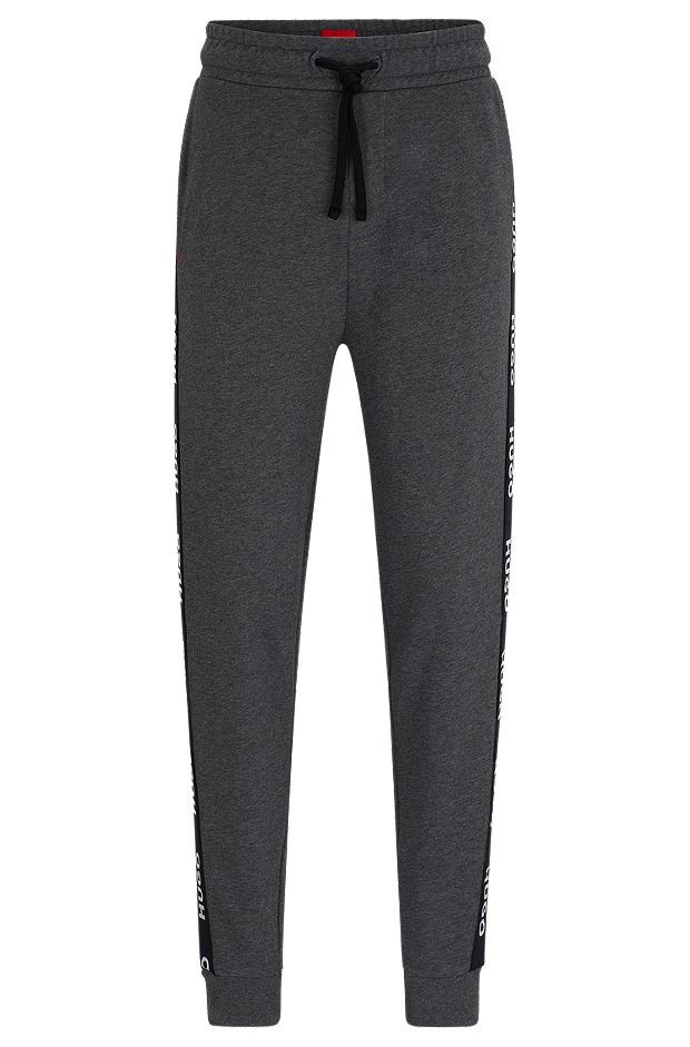 Cuffed tracksuit bottoms in with logo tape, Light Grey