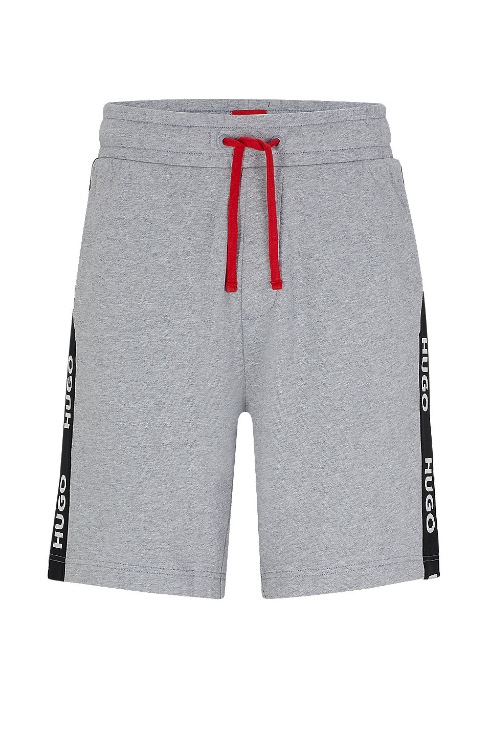 HUGO - Cotton-terry shorts with embroidered logos and drawstring waist
