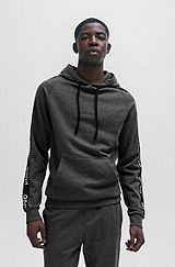 Relaxed-fit hoodie with logo tape, Light Grey