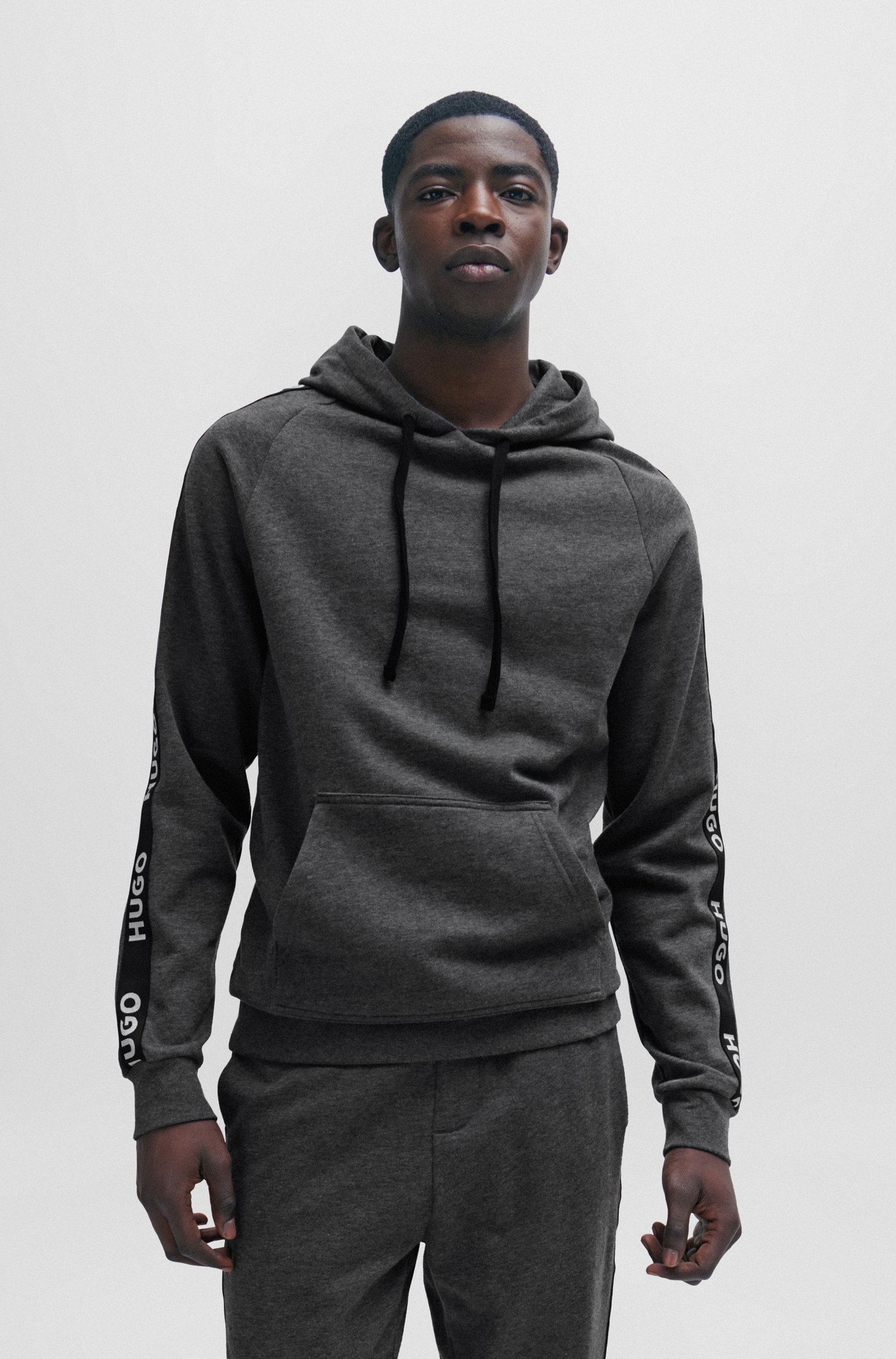 Relaxed-fit hoodie with logo tape