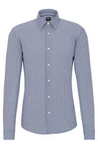 BOSS - Slim-fit shirt in geometric-printed performance-stretch fabric