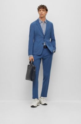 BOSS - Slim-fit shirt in geometric-printed performance-stretch fabric