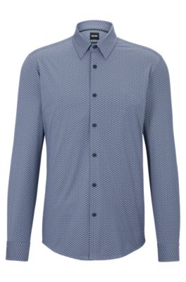 BOSS - Slim-fit shirt in structured performance-stretch fabric
