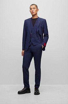 Black three-piece stretch suit