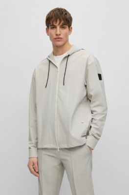 Hugo Boss Relaxed-fit Hooded Shirt In Performance-stretch Fabric In White