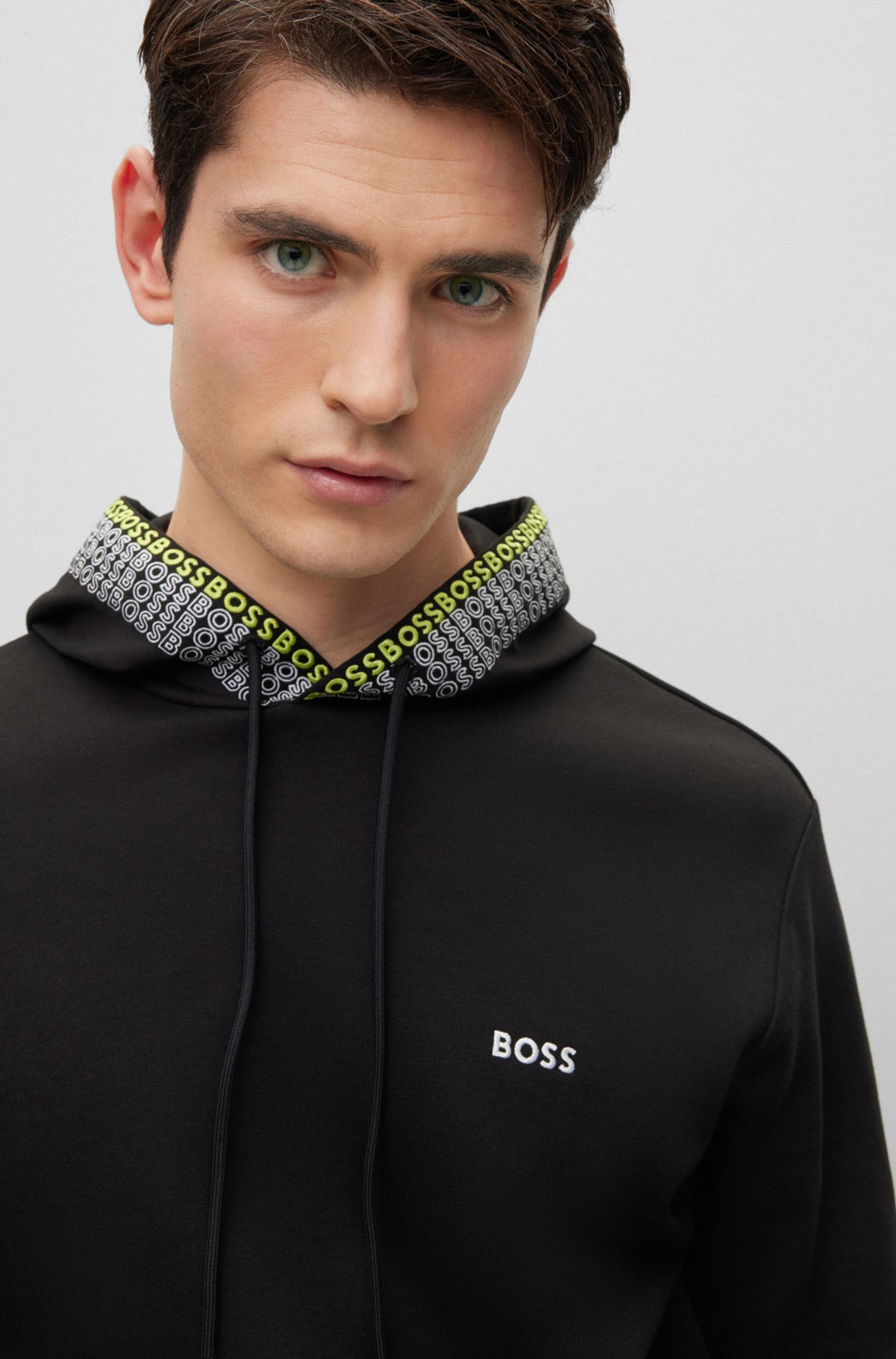 medarbejder tykkelse Harmoni BOSS - Regular-fit hoodie with two-tone drawcord