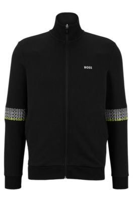 BOSS - Regular-fit zip-up sweatshirt with multi-colored logos