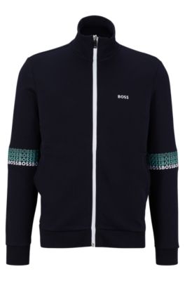 BOSS - Regular-fit zip-up sweatshirt with multi-colored logos