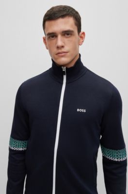 BOSS - Regular-fit zip-up sweatshirt with multi-colored logos 
