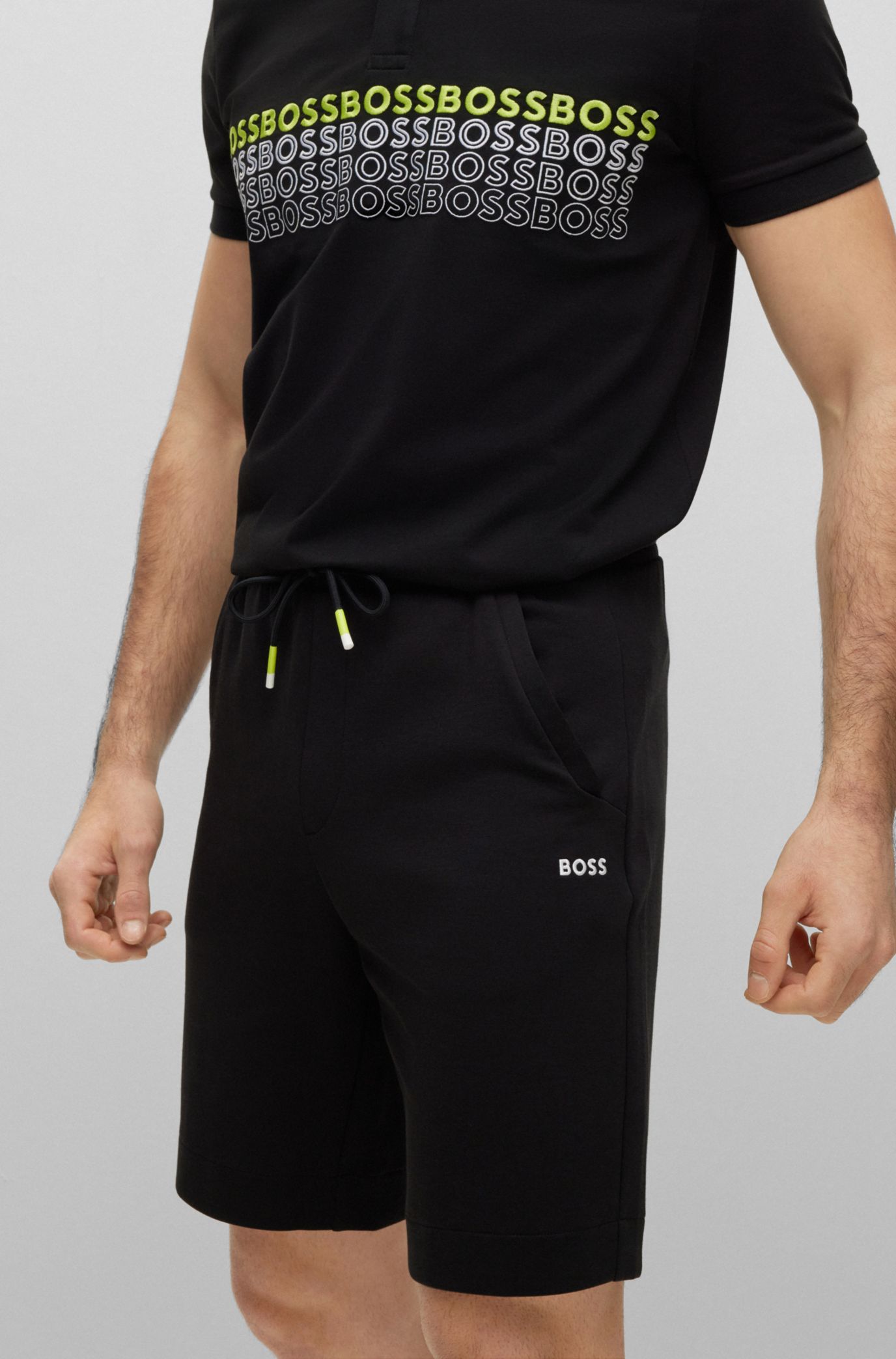 BOSS - Regular-fit shorts with multi-colored logos