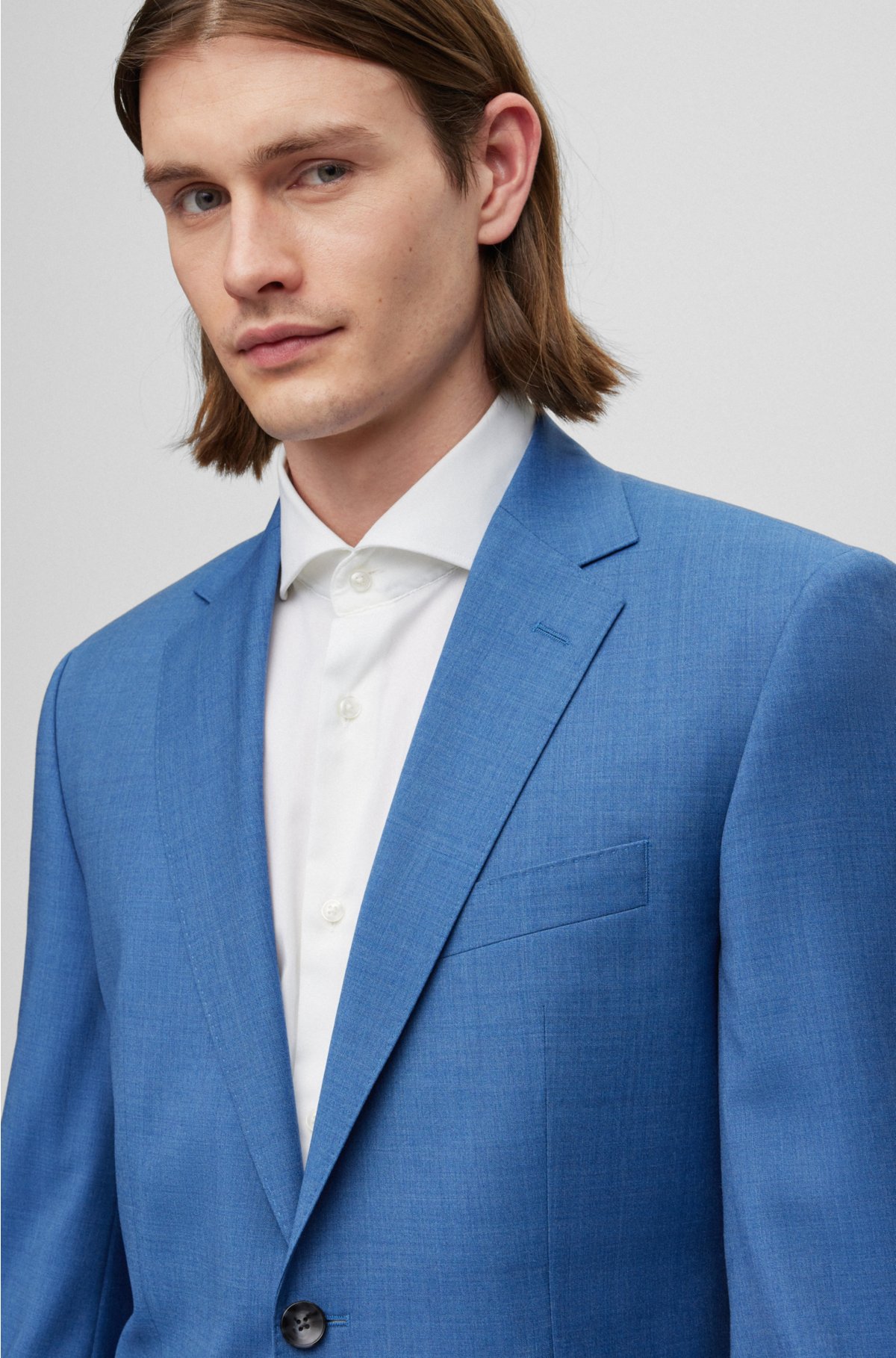 Regular-fit suit in virgin wool with full lining, Light Blue