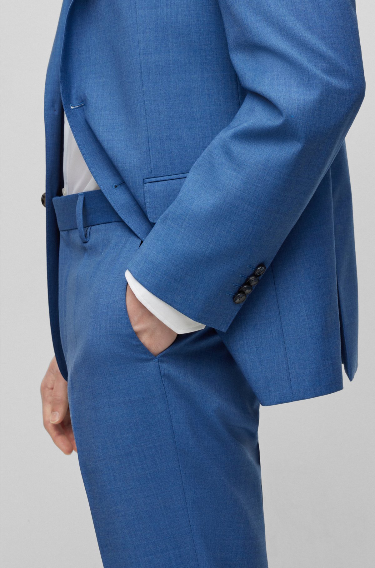Regular-fit suit in virgin wool with full lining, Light Blue