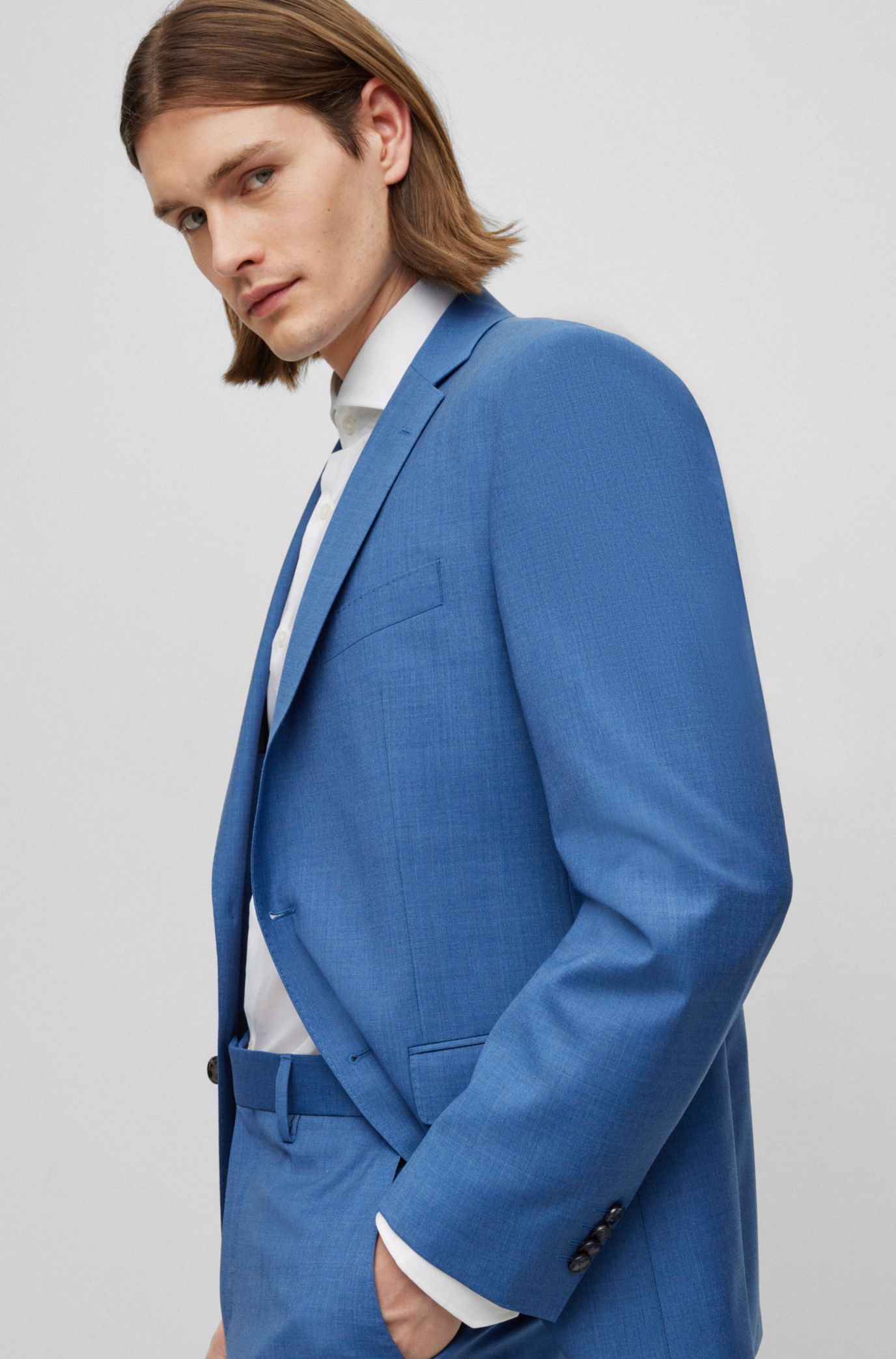 BOSS - Regular-fit suit in virgin wool with full lining