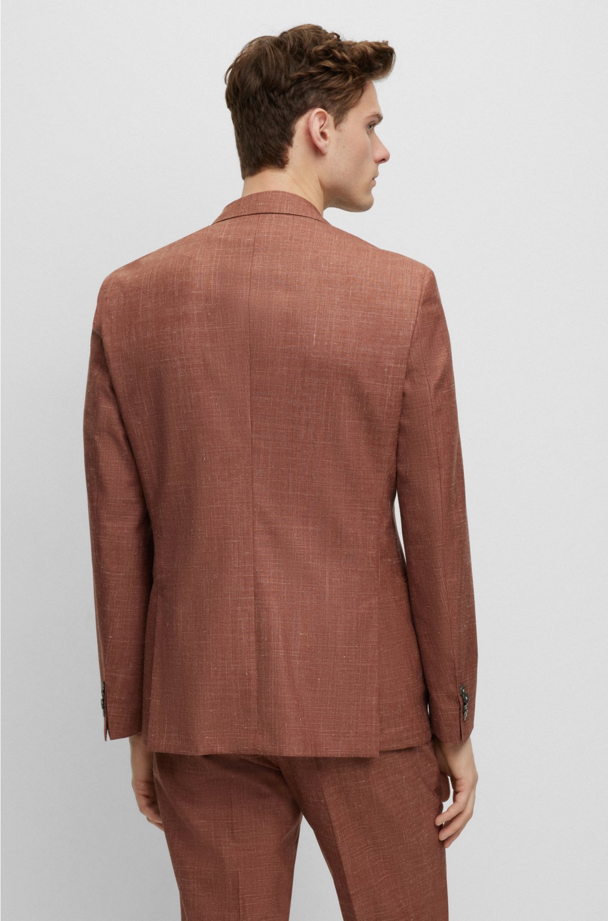 Slim-fit suit in wool, Tussah silk and linen, Red