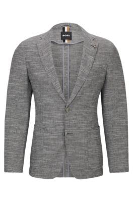 BOSS - Micro-pattern slim-fit jacket in a cotton blend 