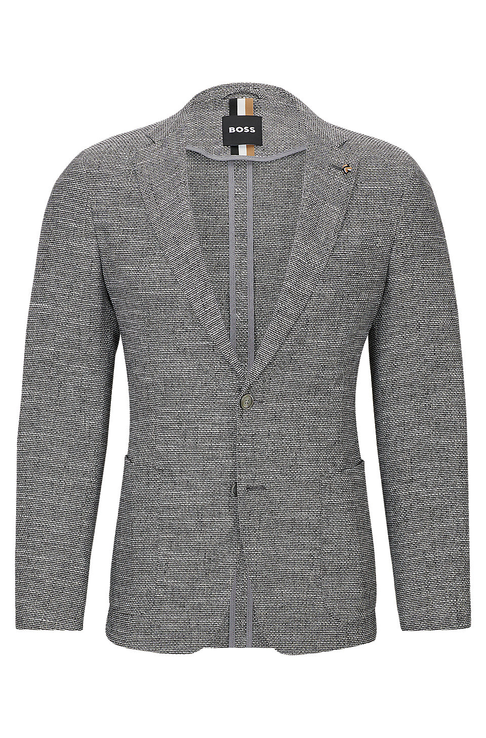 BOSS - Micro-pattern slim-fit jacket in a cotton blend